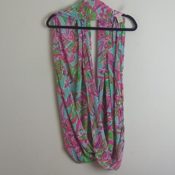 Lilly Pulitzer Infinity Scarf Pink Turquoise Style #4628 Tropical Resort Wear - Picture 7 of 8